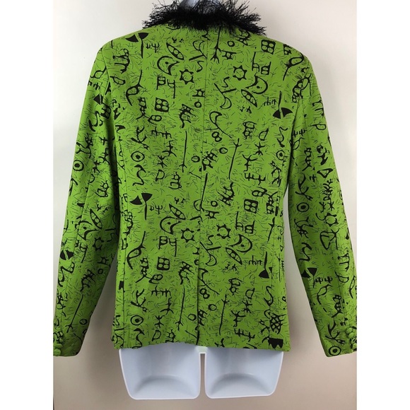 Mymstorm Green Black One-Button Printed Blazer - Picture 4 of 5